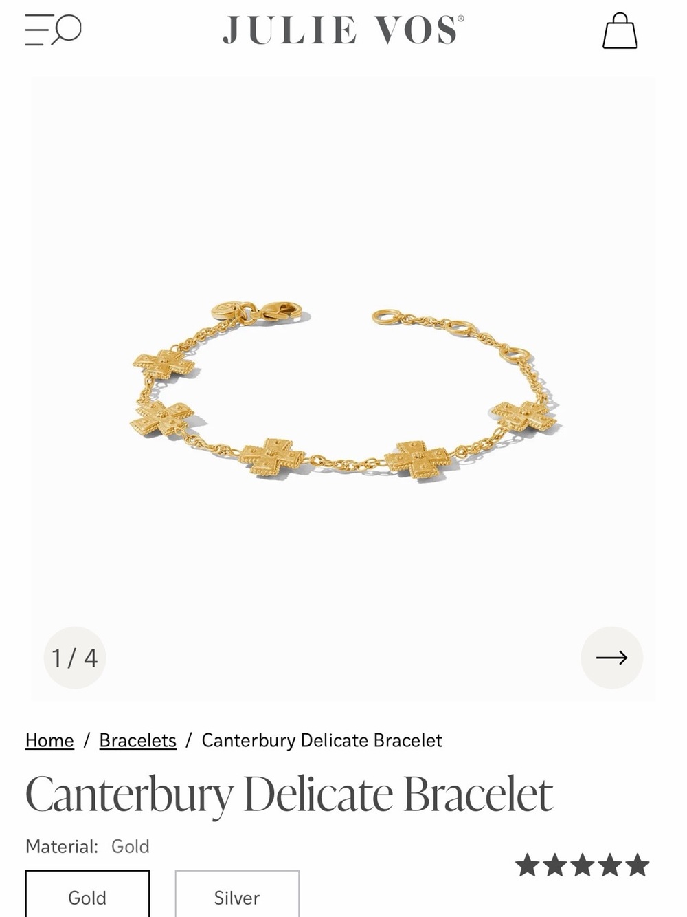 Julie Vos Gold Canterbury Delicate Bracelet